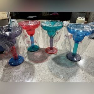 Acrylic margarita glasses, Vintage/Never opened 10 ounce Tricolor